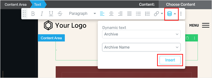 Adding dynamic text in Thrive Architect