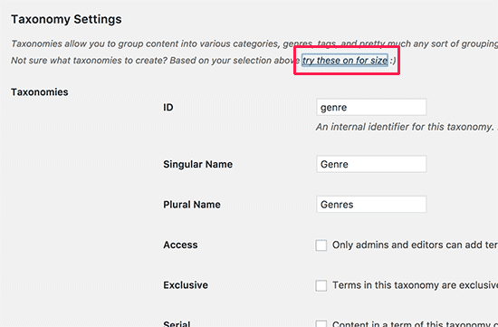 Create taxonomies for fanfiction