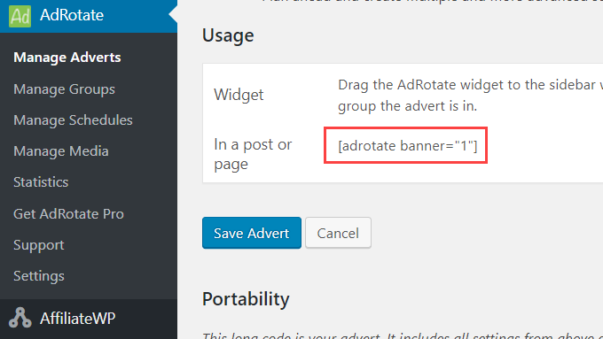 adrotate banner usage