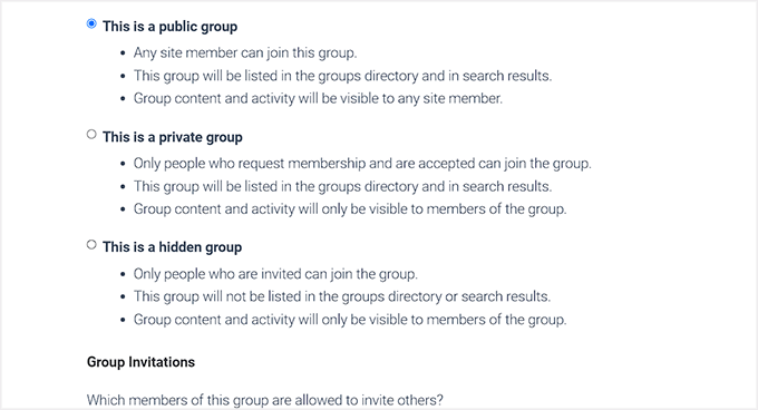 Configure group privacy settings