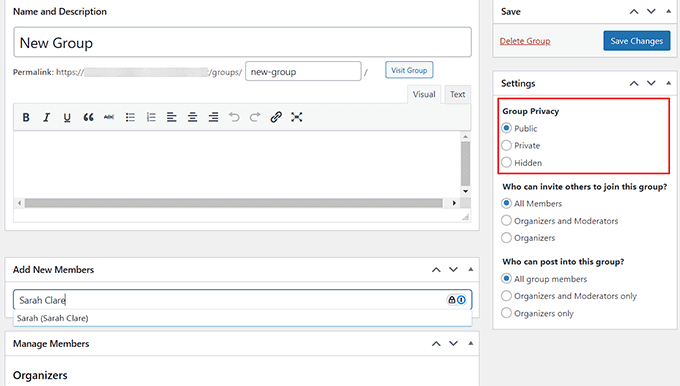 Configure group settings