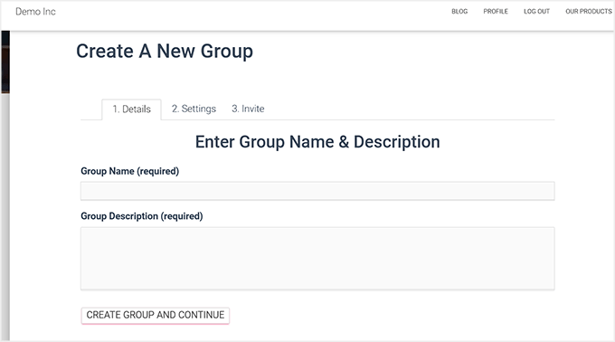 Create a group in BuddyPress