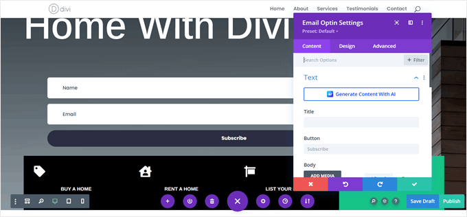 Divi's form builder