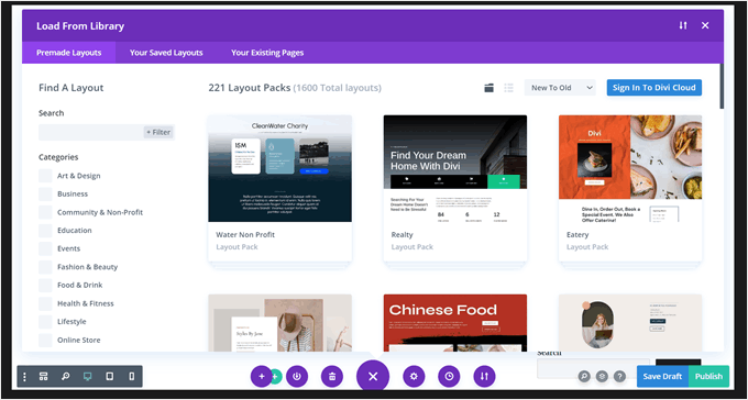 Divi's page templates