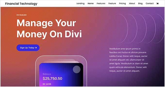 Divi financial site theme