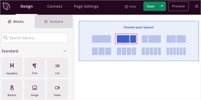 Choosing a layout with a sidebar in SeedProd