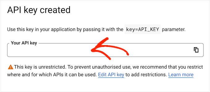 A YouTube API key, created with the Google console