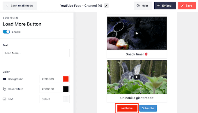 Adding a load more button to a YouTube gallery feed in WordPress