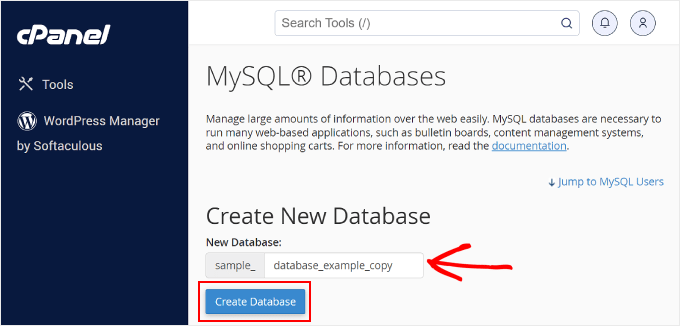 Creating a new MySQL Database on cPanel