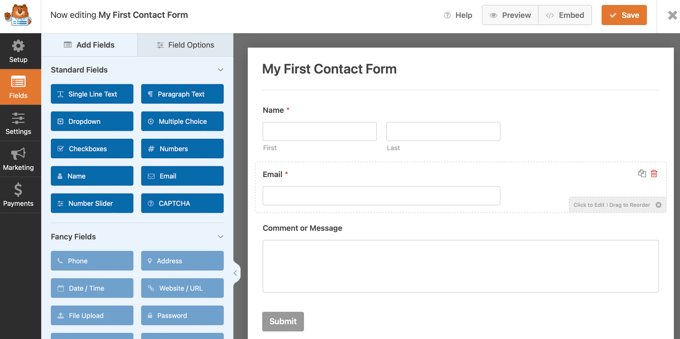 WPForms 表单生成器