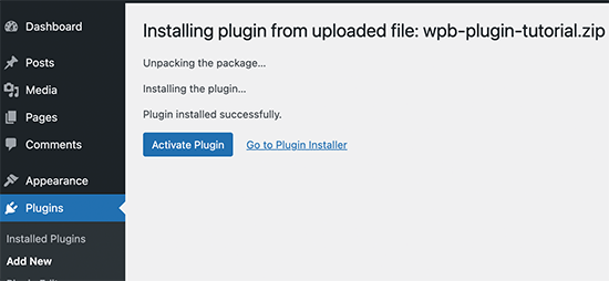 Activate WordPress plugin