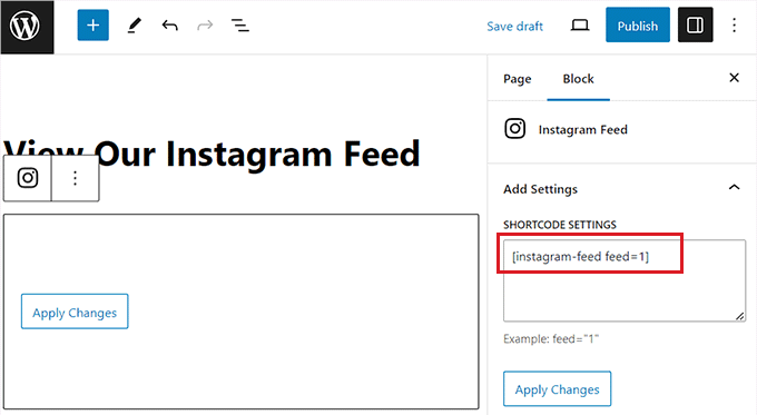 Add the shortcode for your Instagram feed