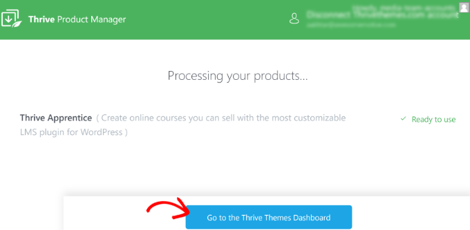 Go to thrive themes dashboard