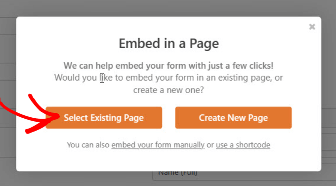 Embed in a page contact form 