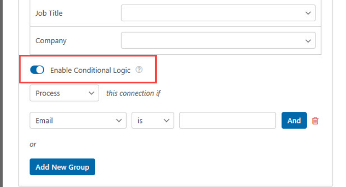 Enable conditional logic for WPForms 