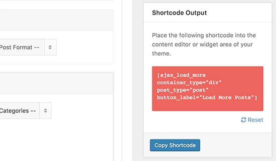 Saída de shortcode