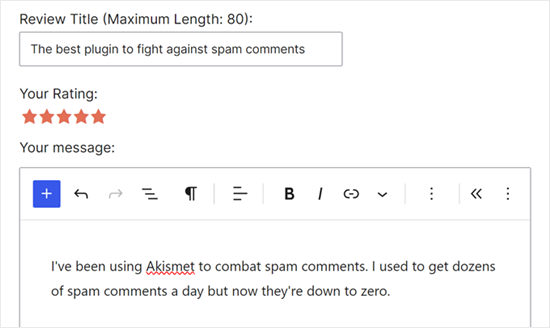 Example of writing a review for a WordPress plugin