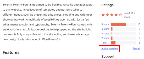 Adding a review to a WordPress theme