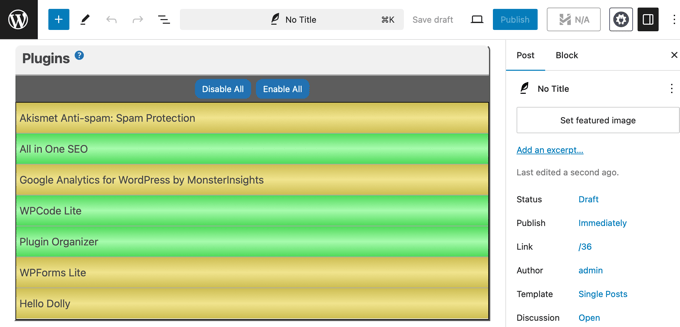 Enable or Disable Plugins for a Specific Post Using Plugin Organizer