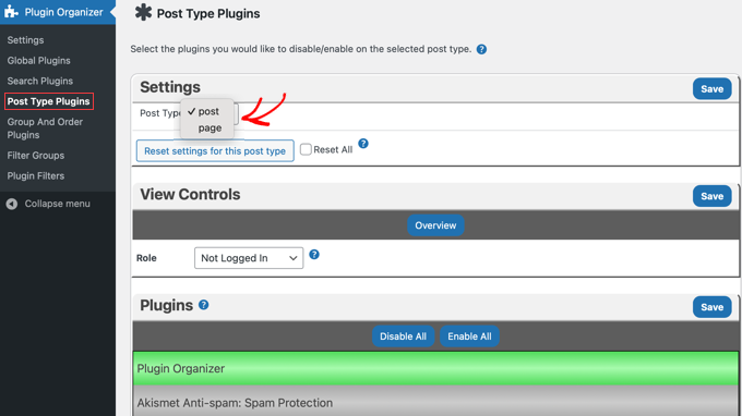 Plugin Organizer Post Type Plugins