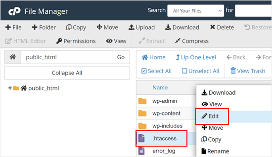 Editing the .htaccess file in Bluehost