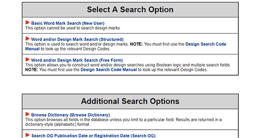 Using trademark search tools on TESS