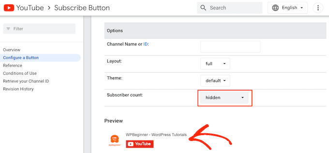 在 YouTube 订阅者按钮中隐藏订阅者数量