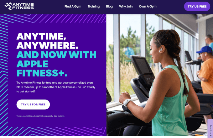 Anytime Fitness' homepage