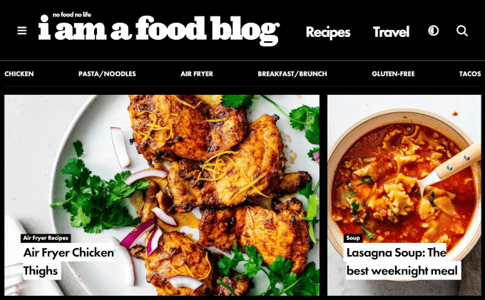 I am a food blog's homepage