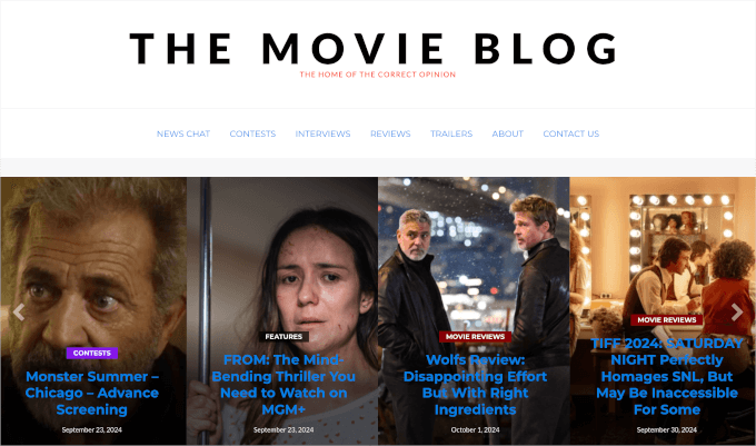 The Movie Blog's homepage