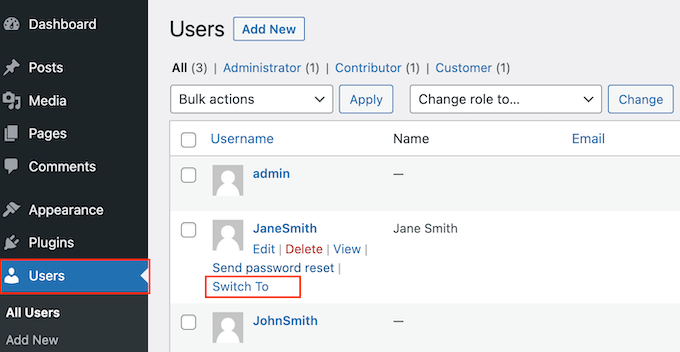 How to easily switch user accounts in WordPress