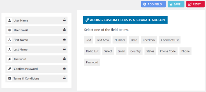 Add more form fields to login modal