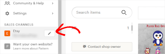 Etsy edit shop button
