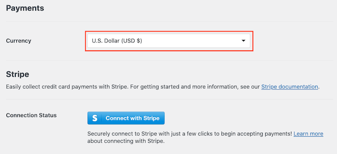 Changing WPForms' currency settings