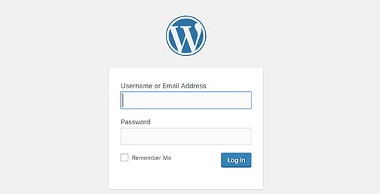 WordPress login screen