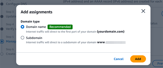 Assign root domain