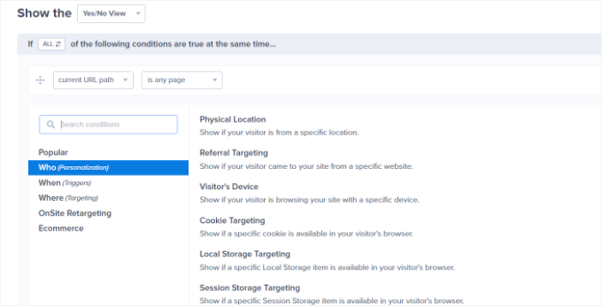 Personalization display rules