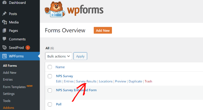 在 WPForms 中查看调查结果