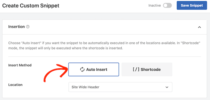 Auto inserting a custom WordPress code snippet