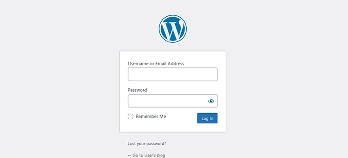 WordPress login page