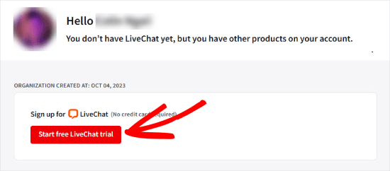 Start free LiveChat trial