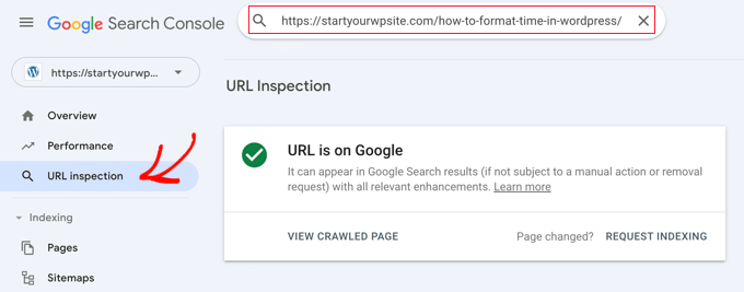 Google Search Console URL Inspection