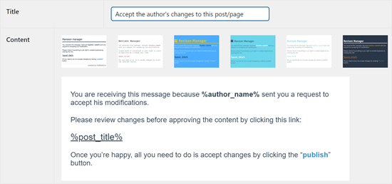 Changing the revised post email notification subject line with Revision Manager TMC