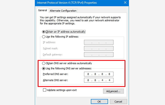 更改 Windows 中的 DNS 服务器