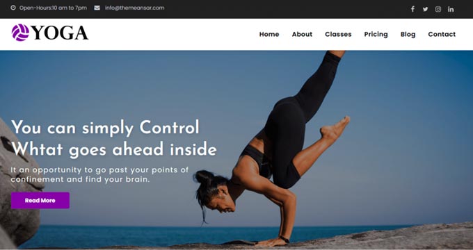 Choose from hundreds of yoga classes WordPress Website Builder