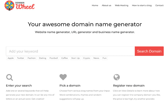 Domain Name Generator (Instant Ideas, no Ads) - DomainWheel