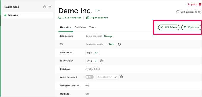 Local site info