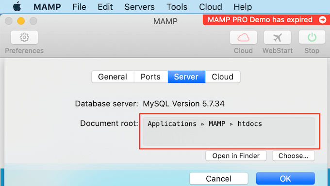 MAMP's document root