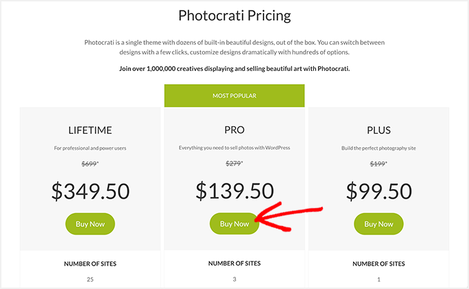 Photocrati Pricing Page