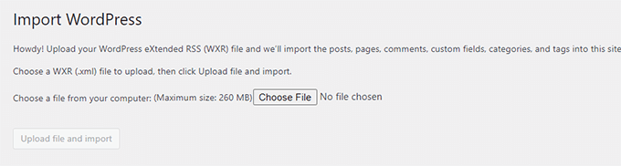 Upload import file